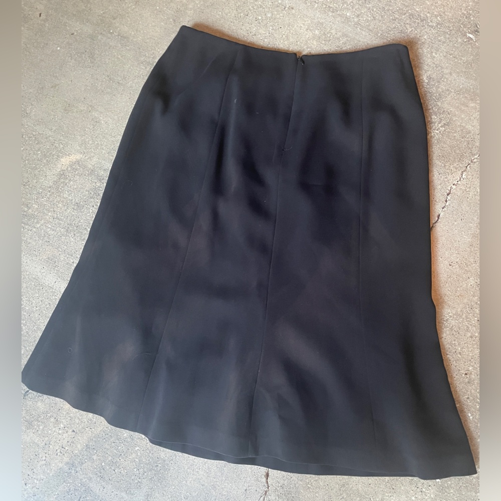 Laura Scott Vintage Flare Skirt Size 12P Lined Black Polyester Zip